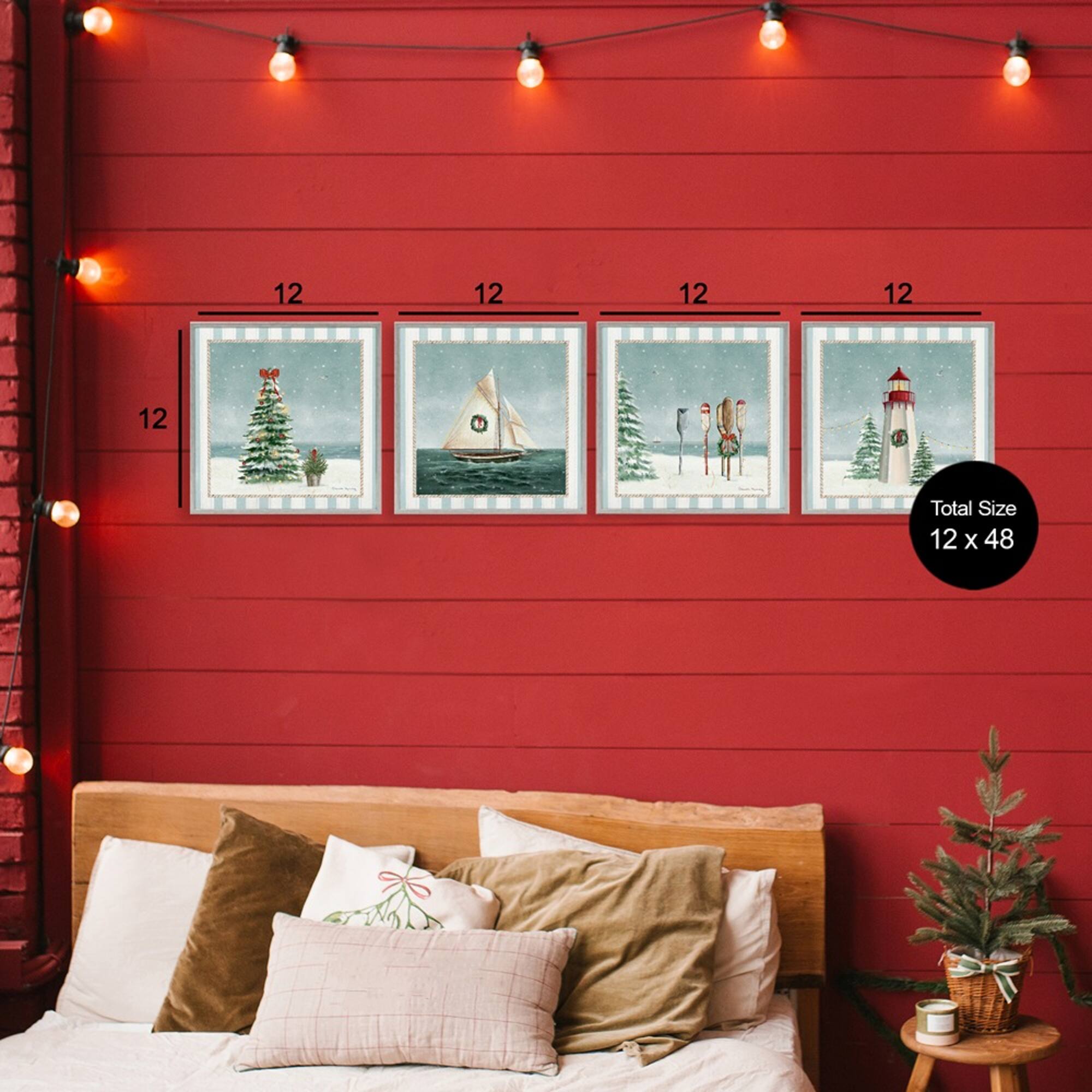 Stupell Industries Nautical Christmas Scenes Framed Giclée Wall Art Set